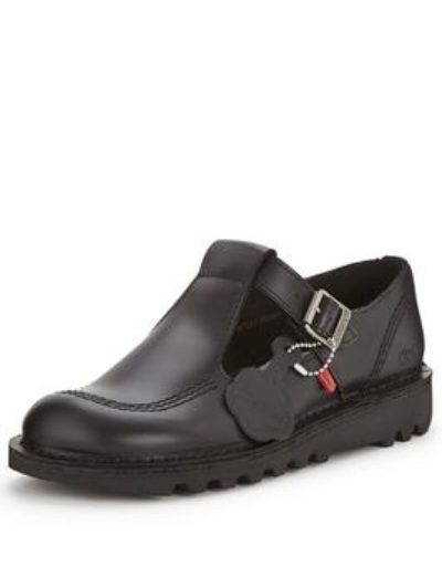 Kickers Kick Lo Aztec T Bar Flat Leather Shoes Kickers Kick Lo Aztec T Bar Flat Leather Shoes